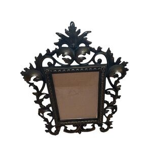 Vintage Antique Wilton Ornate Framed Cast Iron 5x7 Picture Frame w/ Stand